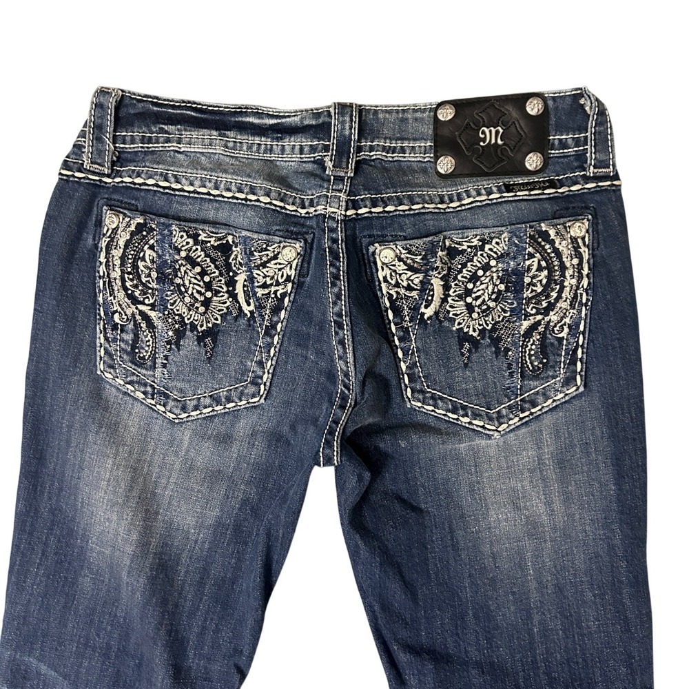 Miss Me Bootcut Jeans Womens 30 Blue Embroidered Pockets Cowgirl Western 30x26